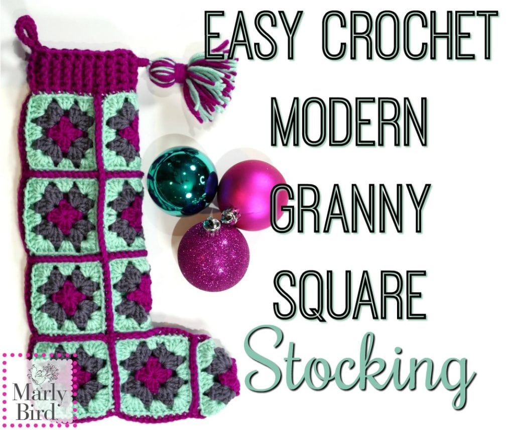 Free Pattern Easy Crochet Modern Granny Square Stocking Marly Bird