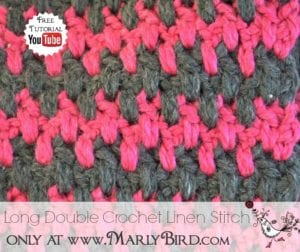 Long Double Crochet Linen Stitch Pattern Tutorial and FREE Pattern at www.MarlyBird.com