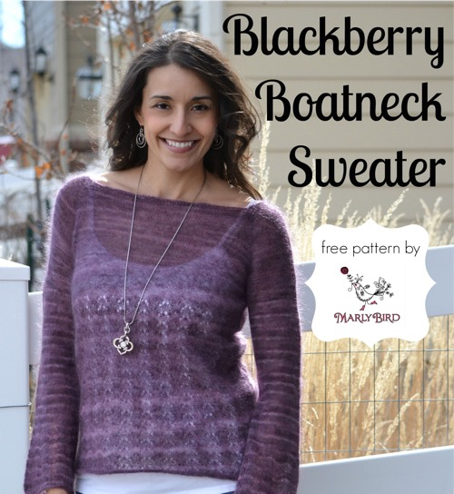 Blackberry Boatneck Sweater - Free Knitting Pattern by Marly Bird