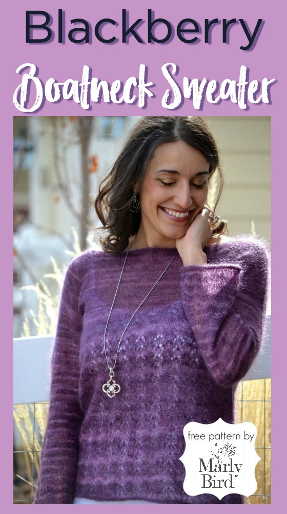 Free Knit Pattern Blackberry Boatneck Sweater by Marly Bird™ 