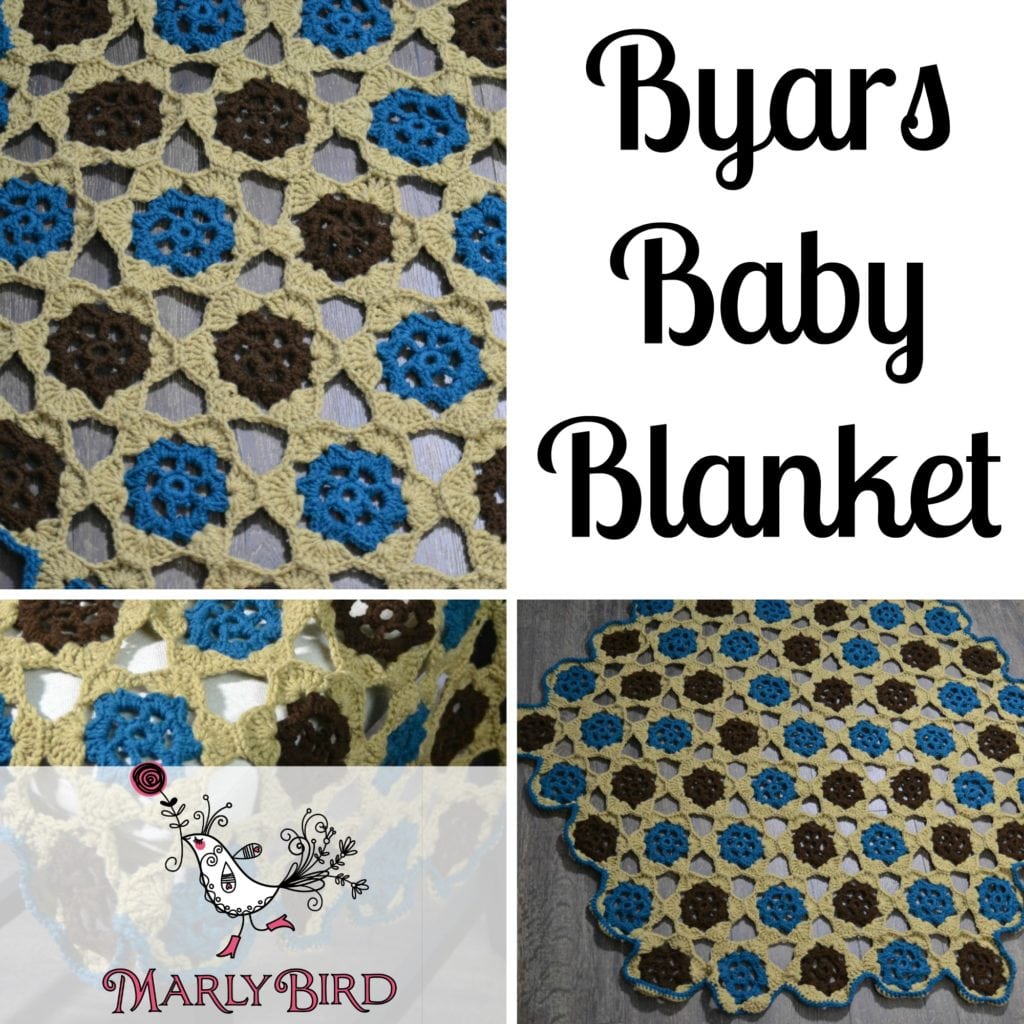Byars Baby Blanket by Marly Bird. Free Pattern and Video Tutorial for join as you go Motifs. 