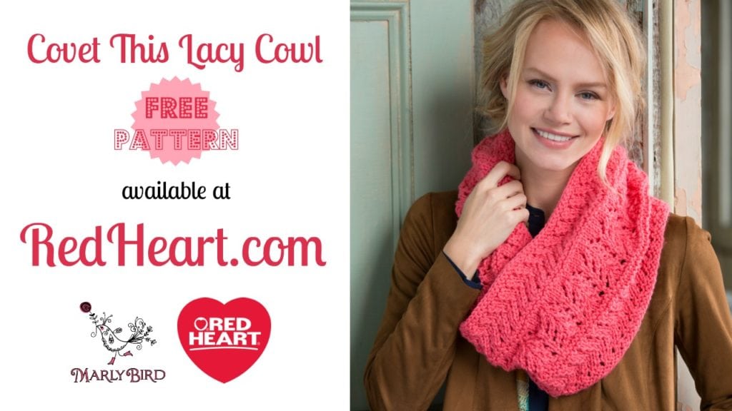 Covet This Lacy Cowl - pattern available at RedHeart.com