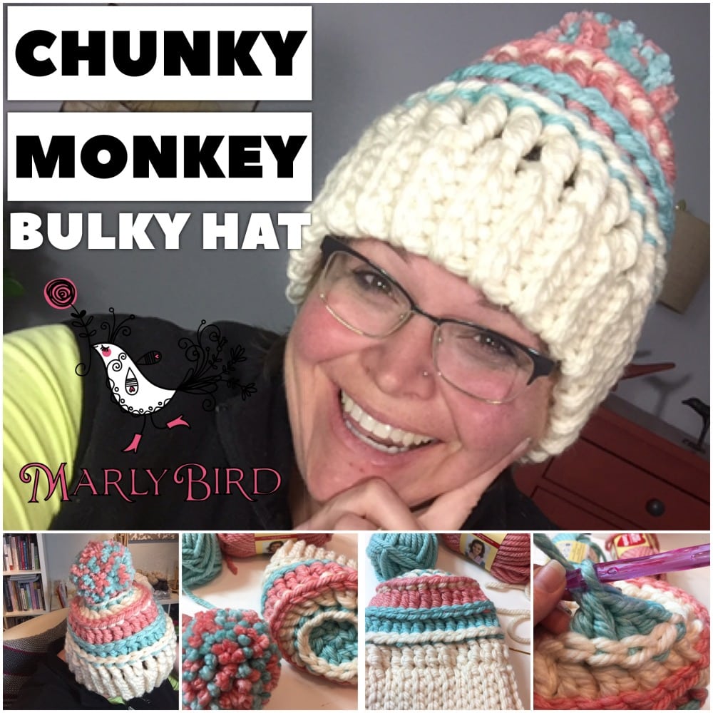 Chunky Monkey Bulky Hat: Free Bulky Crochet Messy Hat Pattern by Marly Bird