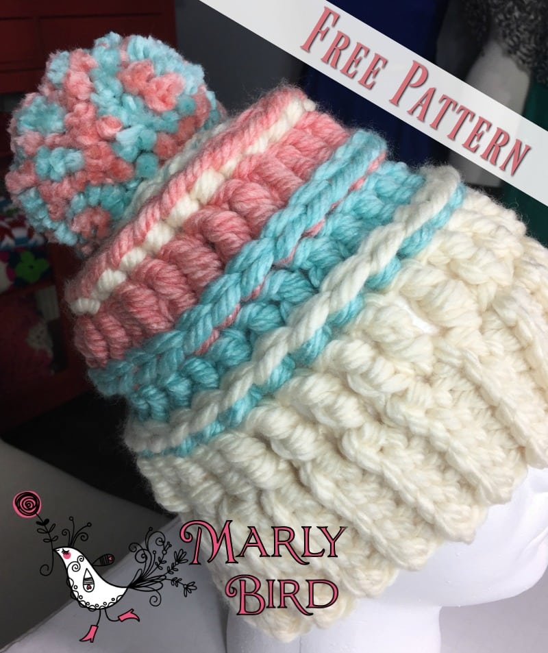 Chunky Monkey Bulky Hat: Free Bulky Crochet Messy Hat Pattern by Marly Bird