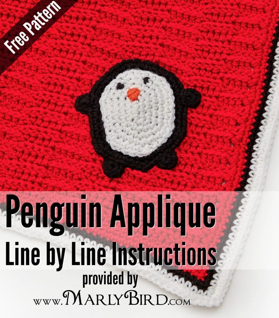 Playful Penguin Blanket Applique Pattern / Line by Line Instructions and Video Tutorial by Marly Bird