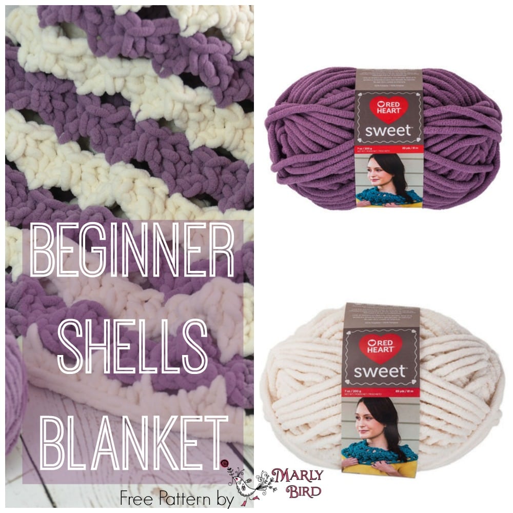 Crochet Beginner Shells Blanket by Marly Bird: Sweet Yarn by Red Heart Yarns