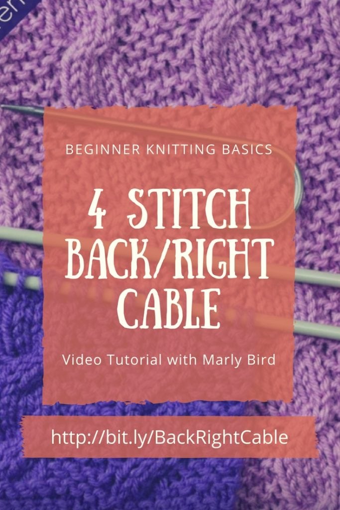 Beginner Knitting Basics 4 stitch back right cable