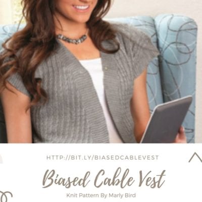 Biased Cable Vest Knit Pattern by Marly Bird