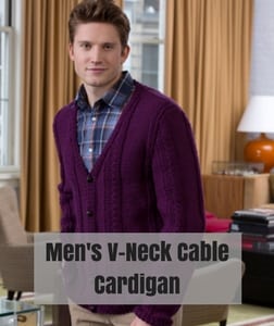 Red Heart Knit Father's Day Patterns-Men's V-Neck Cable Cardigan