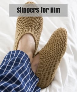 Red Heart Knit Father's Day Pattern-Slippers for Him