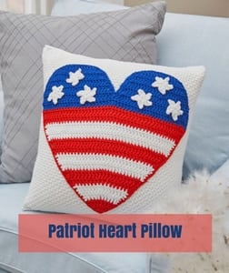Patriot Heart Pillow Free Patriotic Crochet Pattern from Red Heart