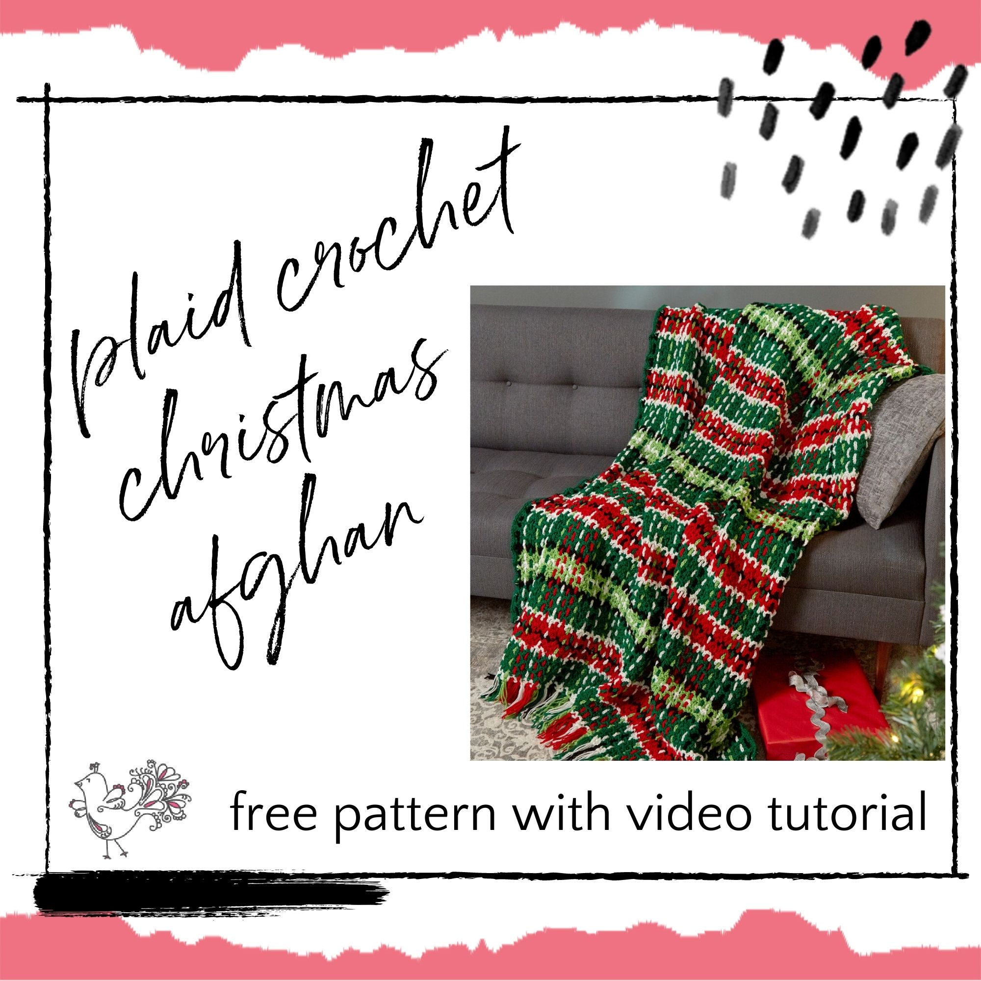 Plaid Crochet Christmas Afghan Free Pattern