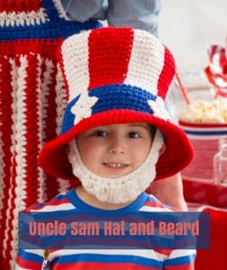 Uncle Same Hat and Beard Free Patriotic Crochet Pattern from Red Heart
