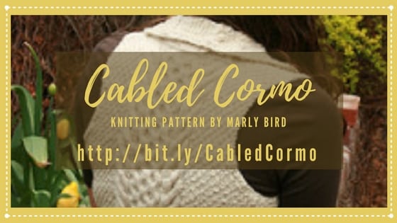 Cabled Cormo knit vest pattern by Marly Bird