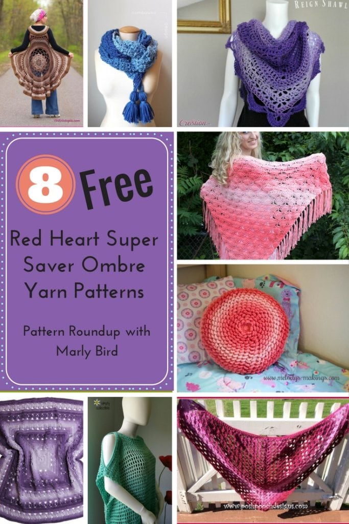 8 Free Red Heart Super Saver Ombre Yarn Crochet Patterns. Marly Bird