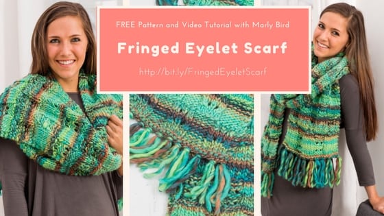 Free Video Tutorial with Marly Bird-How to knit the fringed eyelet scarf