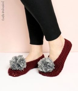Pom Pom Project: Fur Pom Pom Crochet Slippers