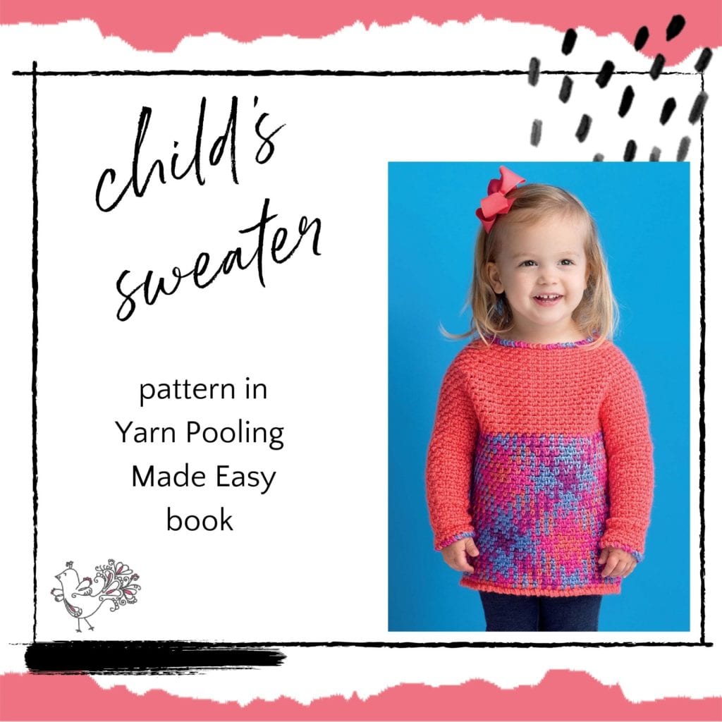 child's crochet sweater in yarn pooling made easy