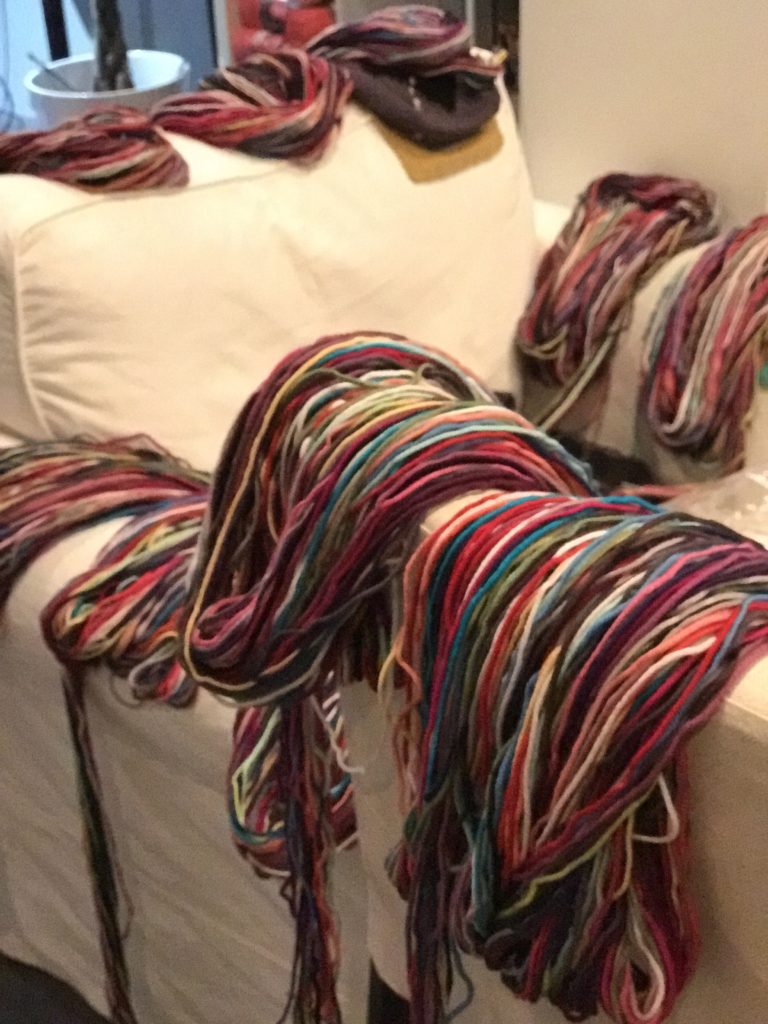 yarn prep for the intarsia chic dream blanket