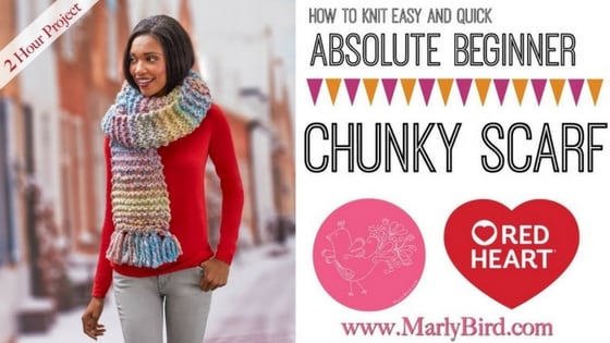 Video Tutorial How to knit Easy and Quick Beginner Chunky Scarf