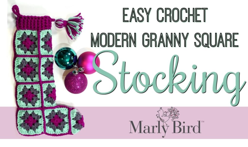 FREE Crochet Pattern Easy Crochet Modern Granny Square Stocking