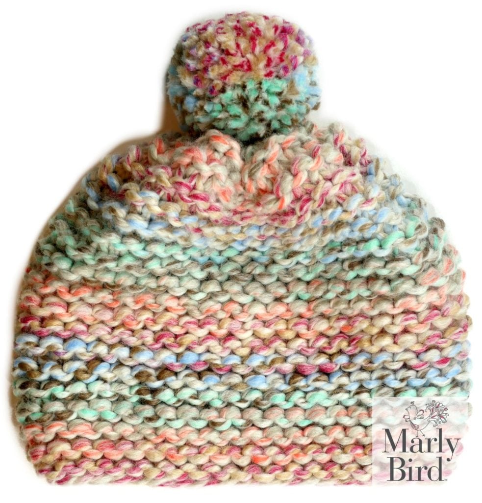 colorful beginner knit hat pattern