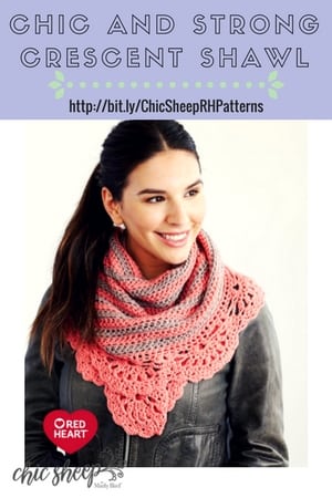 FREE Crochet Shawl pattern from Red Heart-Chic and Strong Crescent Shawl