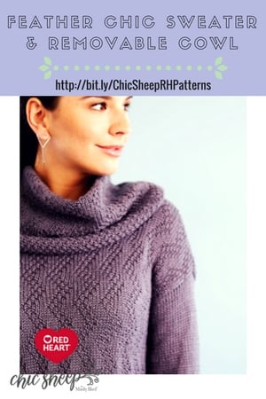 Feather Chic Sweater & Removable Cowl Knit Sweater with Chic Sheep by Marly Bird