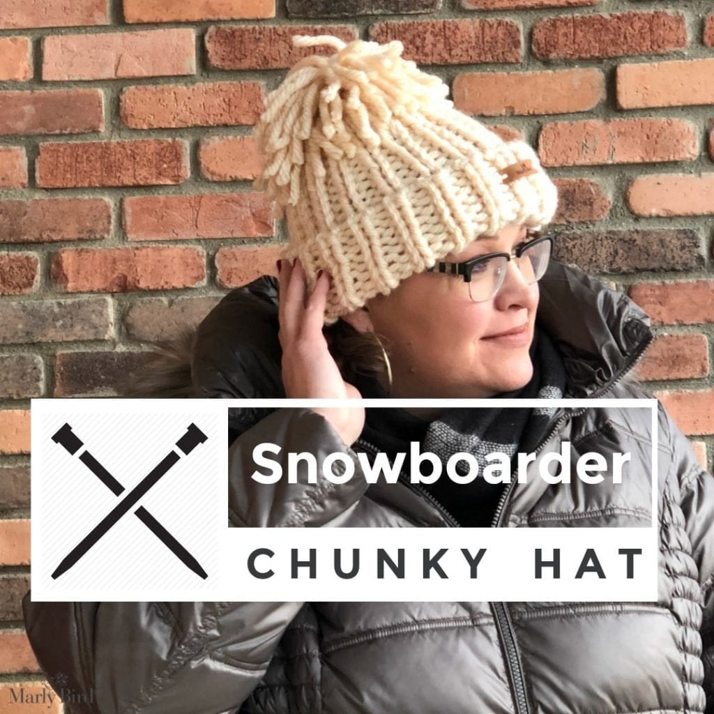Snowboarder Chunky Hat-FREE Knit Hat pattern by Marly BIrd