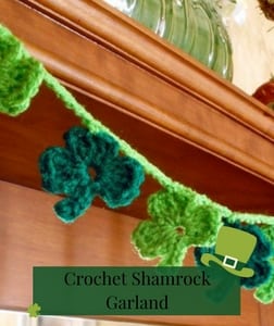 free knit and crochet saint patrick's pattern. picture of green clover garland. Marly Bird