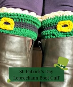 free knit and crochet saint patrick's pattern. picture of green leprechaun boot cuffs. Marly Bird