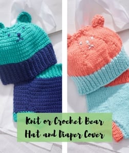 Knit or Crochet Bear Hat and Diaper Cover