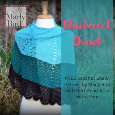 FREE Crochet Shawl Pattern with It’s A Wrap Yarn || Bluebonnet Shawl