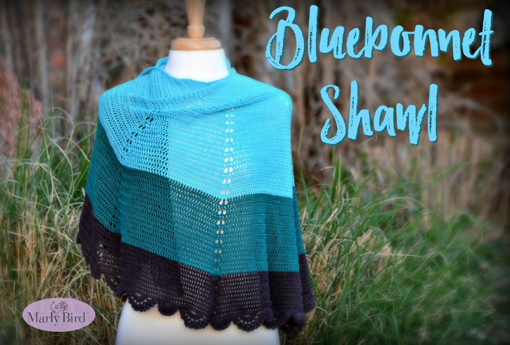 Free Crochet Pattern Bluebonnet Shawl by Marly Bird