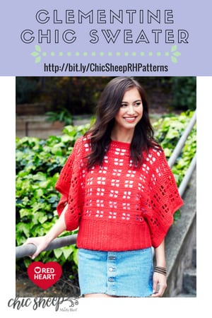 Clementine Chic Sweater-FREE Crochet Pattern with Chic Sheep by Marly Bird