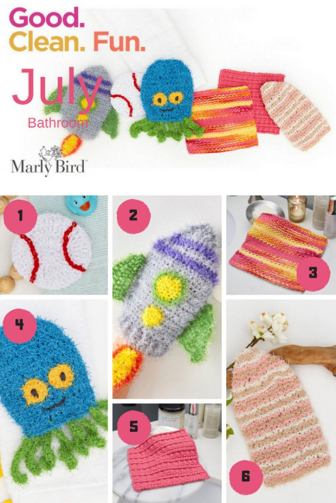Scrubby Good Clean Fun-July Bathroom Patterns - Crochet and Knit Digital Pattern - Marly Bird 
