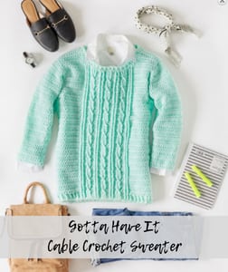 Gotta Have It Cable Crochet Sweater-FREE pattern from Red Heart