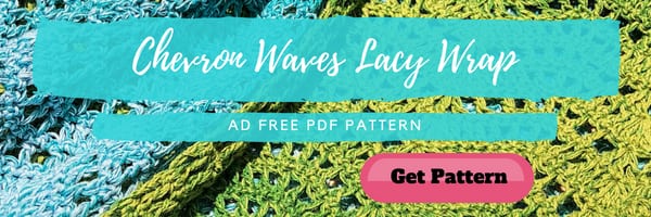 Chevron Waves Lacy Wrap written on a close up of the pattern. This is an advertisement for the Ad Free PDF version - Marly Bird