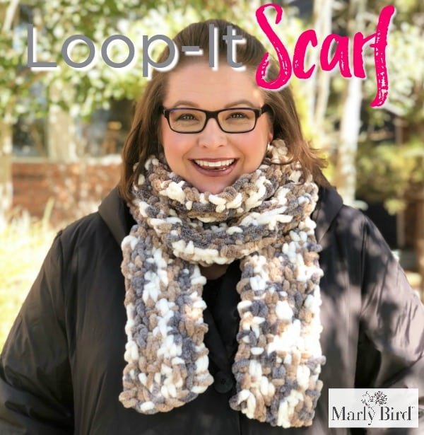 Loop-it Yarn By Red Heart Free Pattern by Marly Bird Loop-it Puffy Seed Stitch Scarf