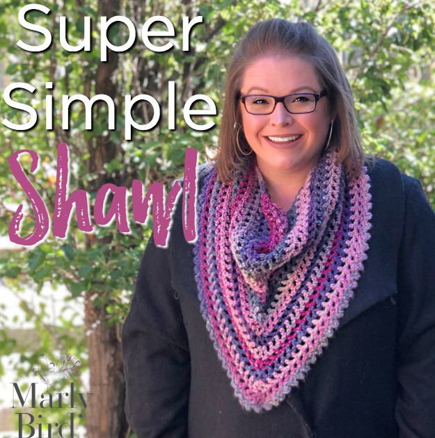 Marly Bird FREE crochet shawl pattern, Super Simple Shawl