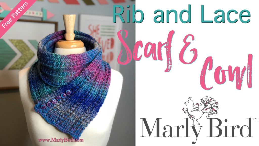 FREE Knit pattern by Marly Bird-Rib and Lace Scarf & Cowl
