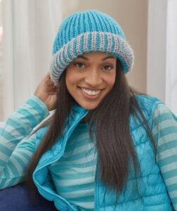 14 FREE Blue Hats Patterns-Brioche Fisherman’s Rib Hat