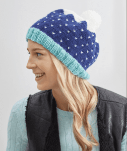 14 FREE Blue Hats Patterns-Snow-Speckled Hat