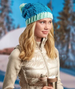 14 FREE Blue Hats Patterns-Duo-Tone Cabled Hat