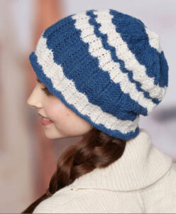 14 FREE Blue Hats Patterns-Wavy Skull Cap