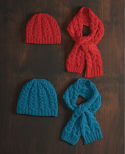 14 FREE Blue Hats Patterns-Cable Beanie & Scarf