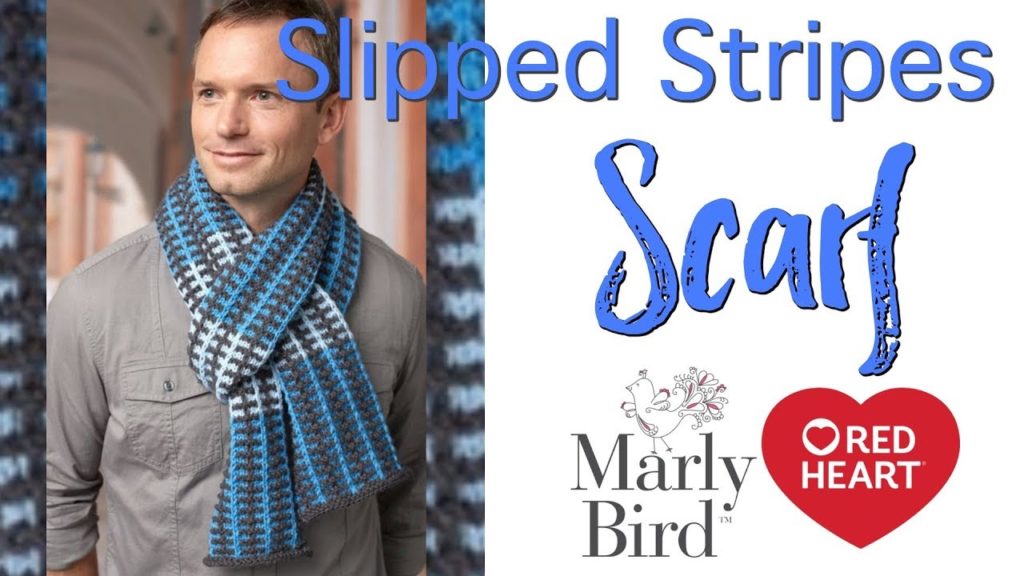Video Tutorial with Marly Bird-How to Knit the Slipped Stripes Scarf - knit mosaic slip stitches.