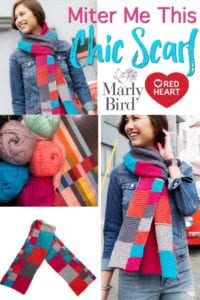 Miter Me Chc Scarf Pattern and Video Tutorial collage - Marly Bird