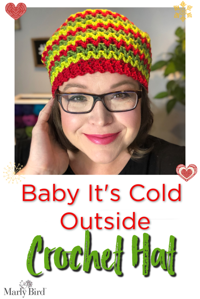 Baby It's Cold Outside Winter Crochet Hat made with 100% washable merino wool by Marly Bird. Easy beginner crochet hat pattern.