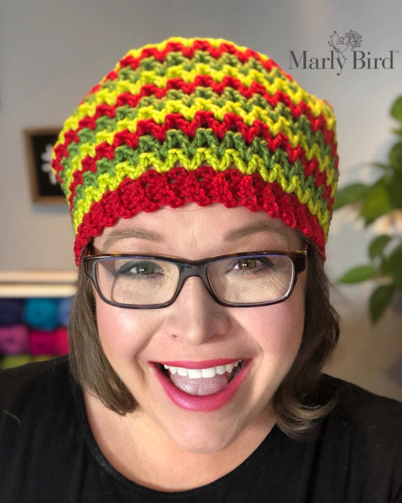 Baby It's Cold Outside Winter Crochet Hat made with 100% washable merino wool by Marly Bird. Easy beginner crochet hat pattern.